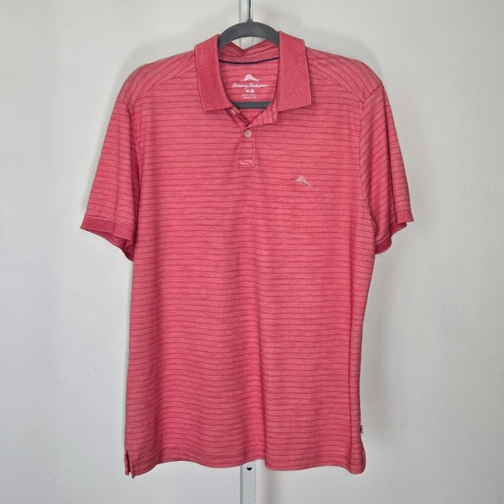 TOMMY BAHAMA gulf coast striped polo shirt red  Sz  M